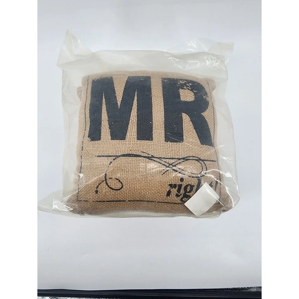 Mr and Mrs Burlap Throw Pillows Set‎ of 2 Rustic Brown small